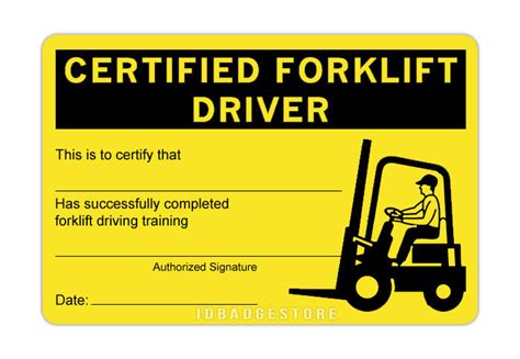 Forklift Certification Cards Template